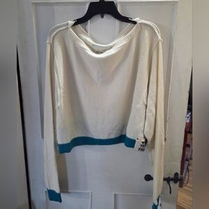 We The Free / Free People 'Into The Blue' Sweater. XL. NWTs. Cream & Teal